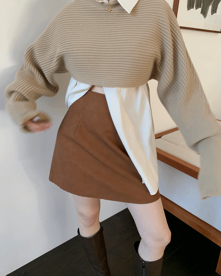 Suede mini skirt (2color)