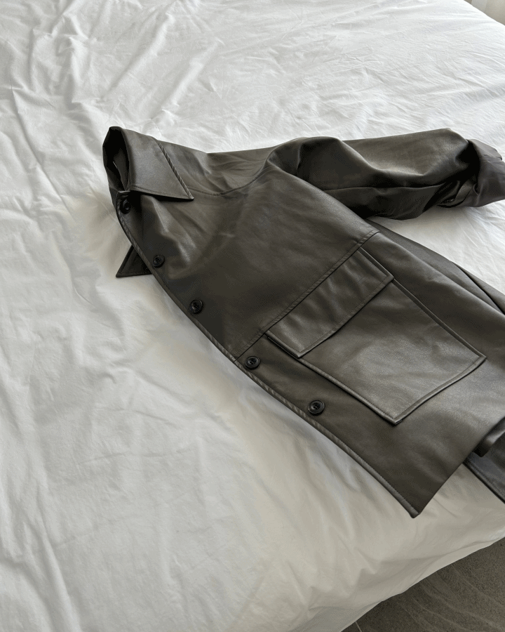 Half leather jacket (khaki)