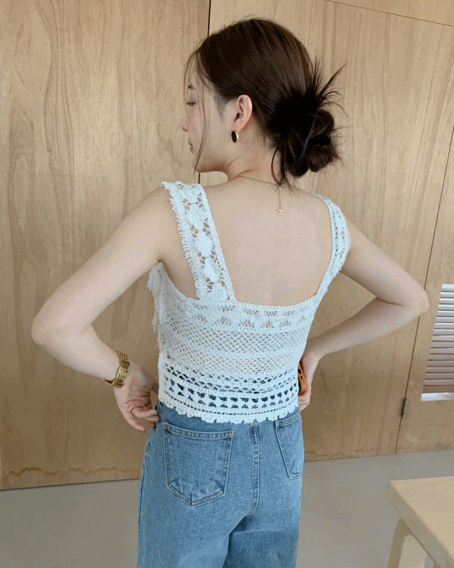 Crochet sleeveless (2color)