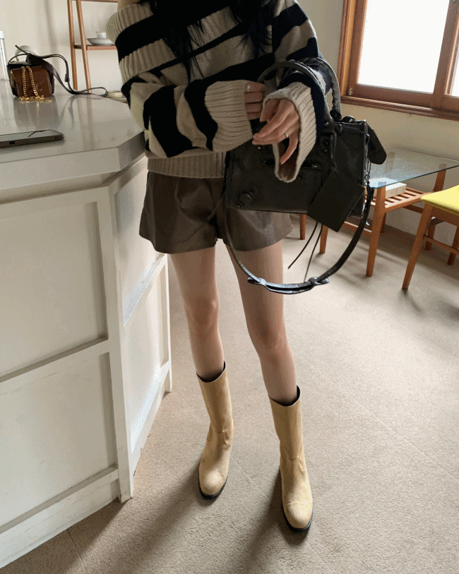 Alaina leather shorts (3color)